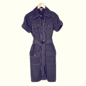 Kenzie Dress Short Sleeve Button Front PU Leather Detailing